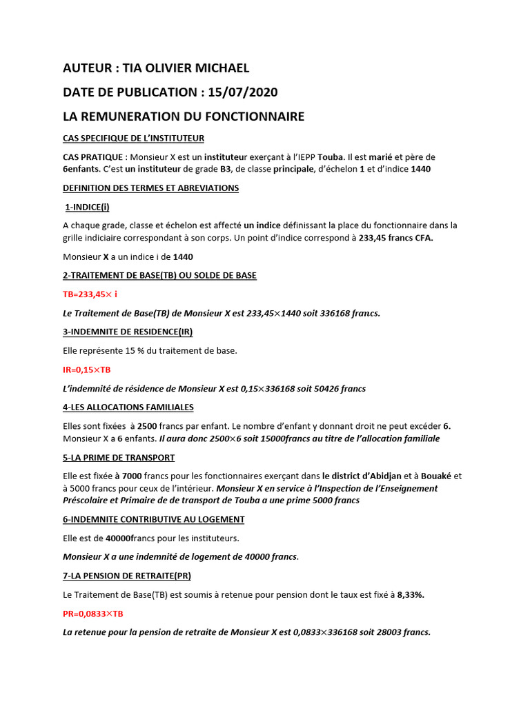 Rémunération des fonctionnaires enseignants | PDF | Impôt sur le revenu ...