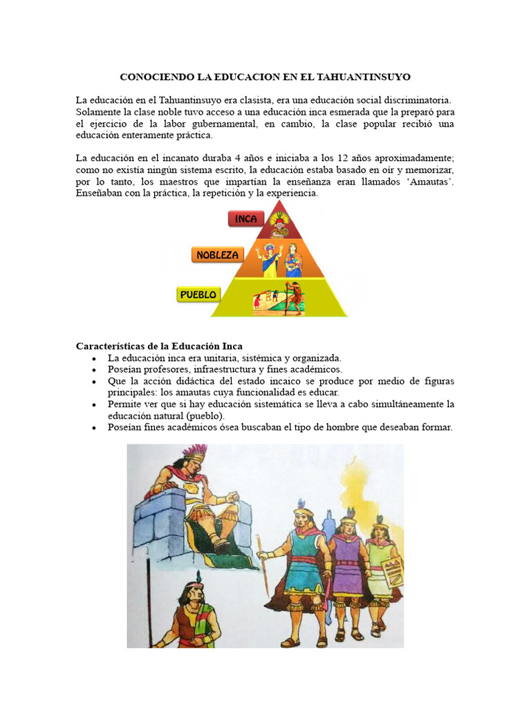 Educacion en El Tahuantinsuyo | PDF | Imperio Inca