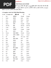 Three Forms Verbs English With Hindi Meaning