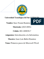 Segunda Asignación Primeros Pasos de Microsoft Word