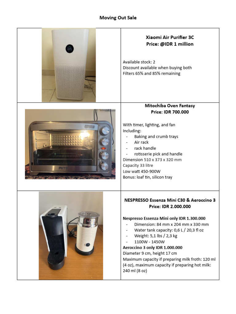 Moving Out Sale: Appliances & More | PDF | Oven