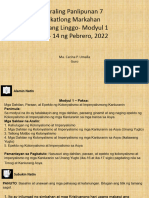 Araling Panlipunan 7 Ikatlong Markahan Unang Linggo-Modyul 1 Ika - 14 NG Pebrero, 2022