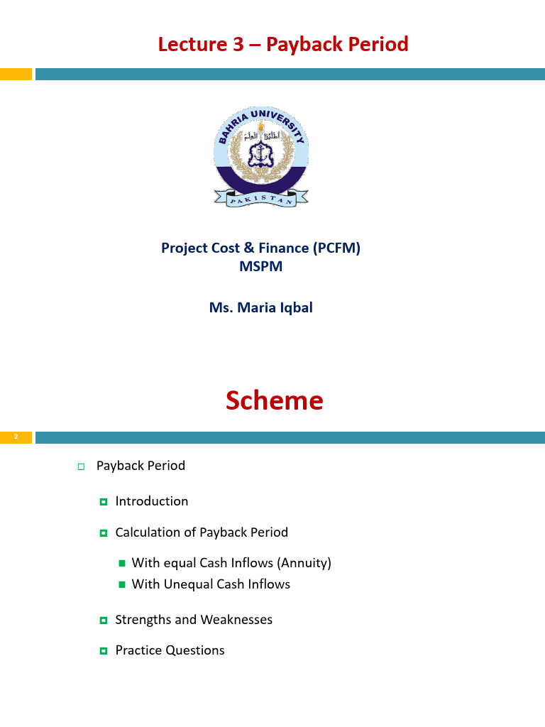 Lec 03 - Payback Periodd - PCFM PDF 02102023 110448pm 23022024 023719pm ...