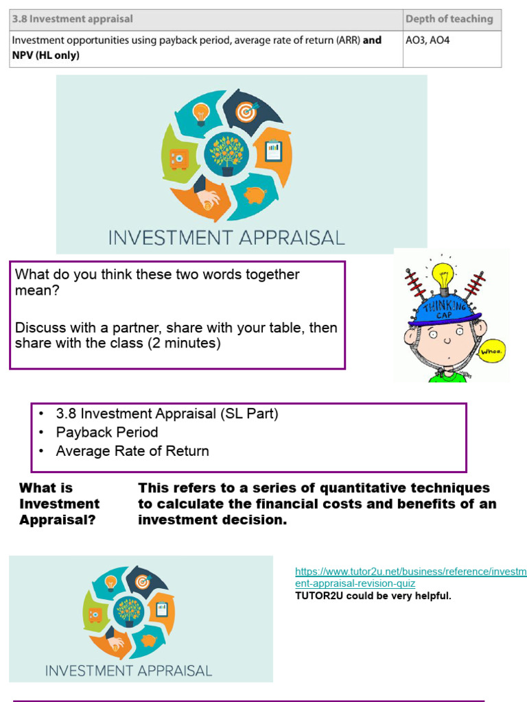 Investment Appraisal Techniques Explained | PDF | Net Present Value ...