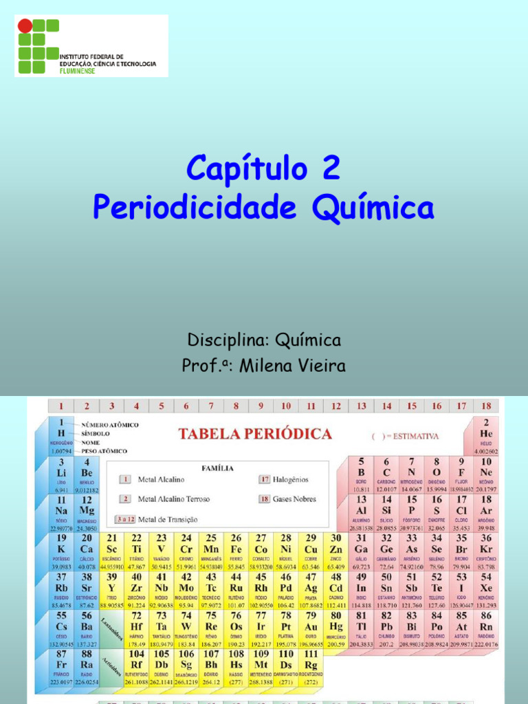 Cap 2 - Periodicidade Química MILENA 230619 142437 | PDF | Tabela ...