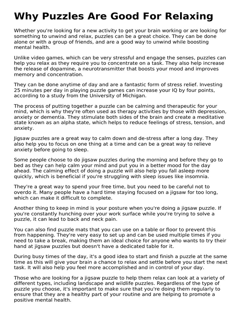 Why puzzles are good for relaxing.1681454521 PDF