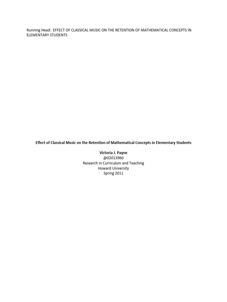 Classical Music's Impact on Math Retention | PDF | Mathematics | Teachers