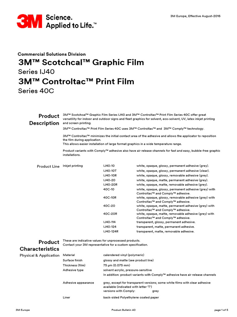 3M Controltac 40C Polimérico | PDF | Materials | Secondary Sector Of ...