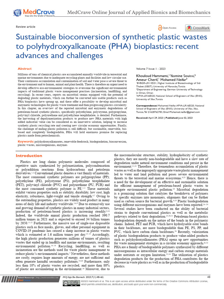 Sustainable Bioconversion of Synthetic P | PDF | Plastic | Biodegradation