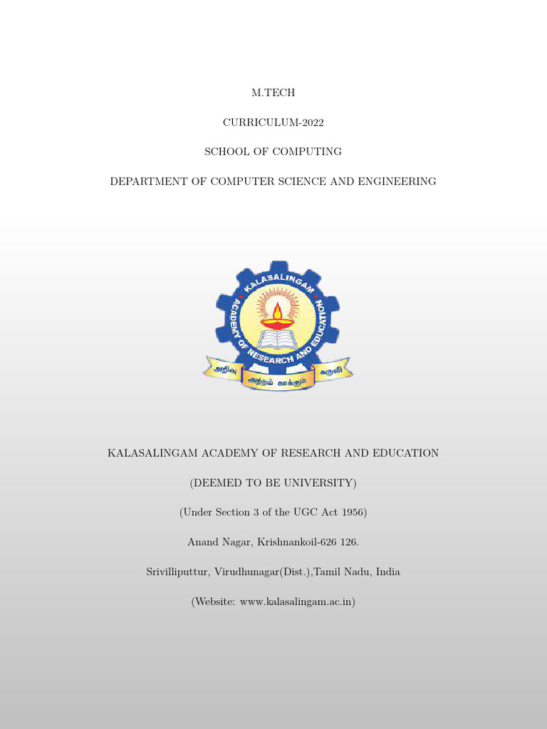 M.Tech CSE Curriculum 2022 Overview | PDF | Machine Learning ...