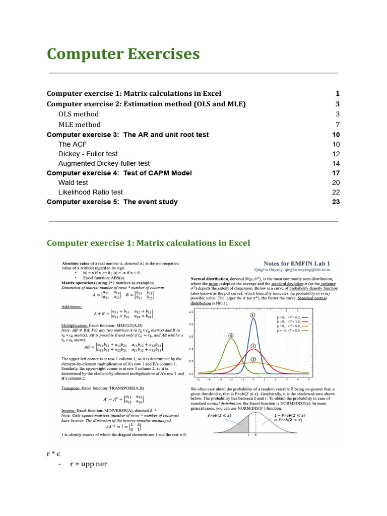 Excel Exercises: OLS, MLE, CAPM Tests | PDF | Ordinary Least Squares ...
