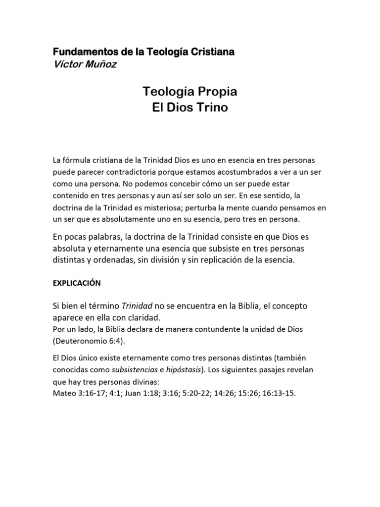 El Dios Trino en la Teología Cristiana | PDF | Trinidad | espíritu Santo