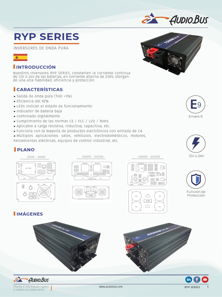 Inversores RYP: Eficiencia y Fiabilidad | PDF | Ingenieria Eléctrica ...