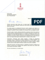Carta Del President Carlos Mazón A La Secretaria General PSPV-PSOE, Diana Morant