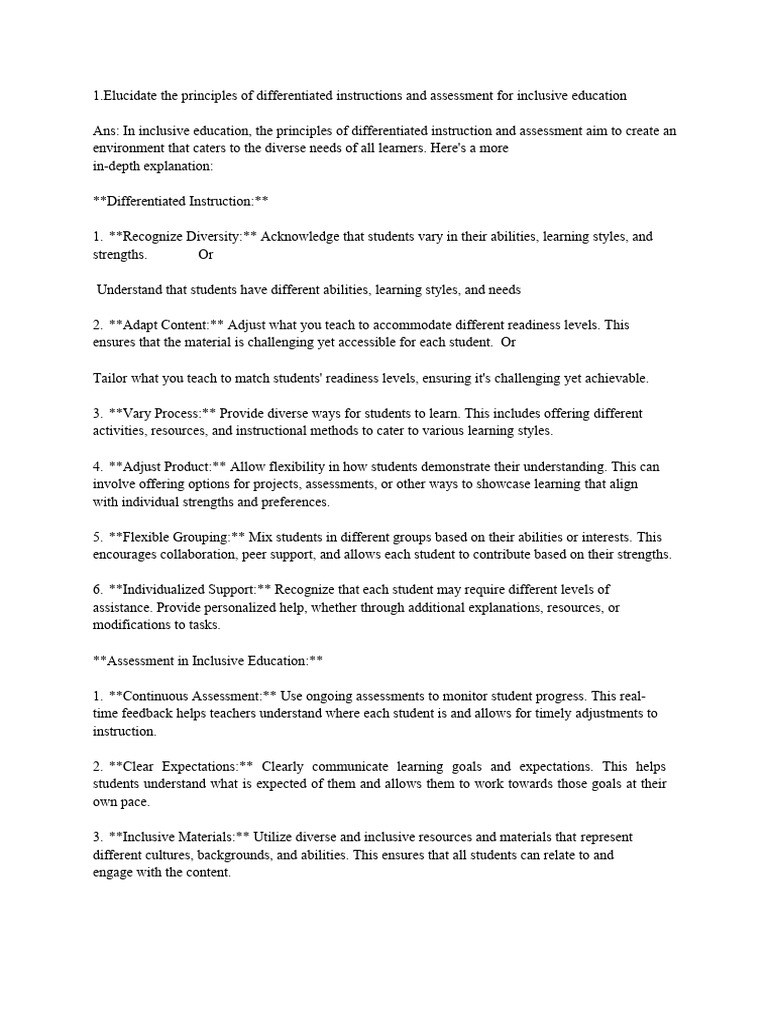 Differentiated Instruction in Inclusive Education | PDF ...