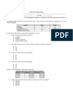 Evaluación de Matemática. (Graficos de Barra)