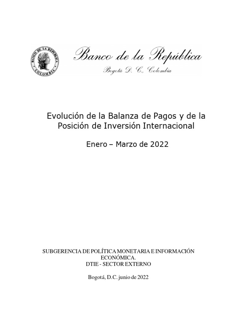Balanza de Pagos Colombia Q1 2022 | PDF | Balance de pagos | Comercio