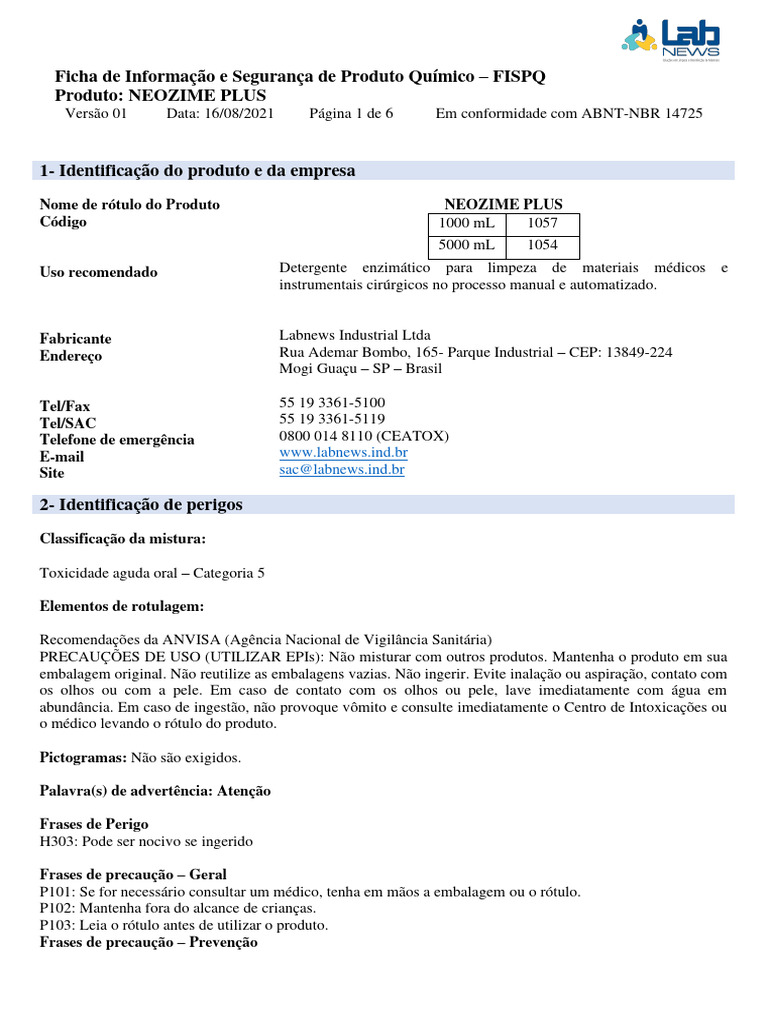 fispq-neozime-plus-rev-01-detergente-enzimatico-pdf-vapor-densidade