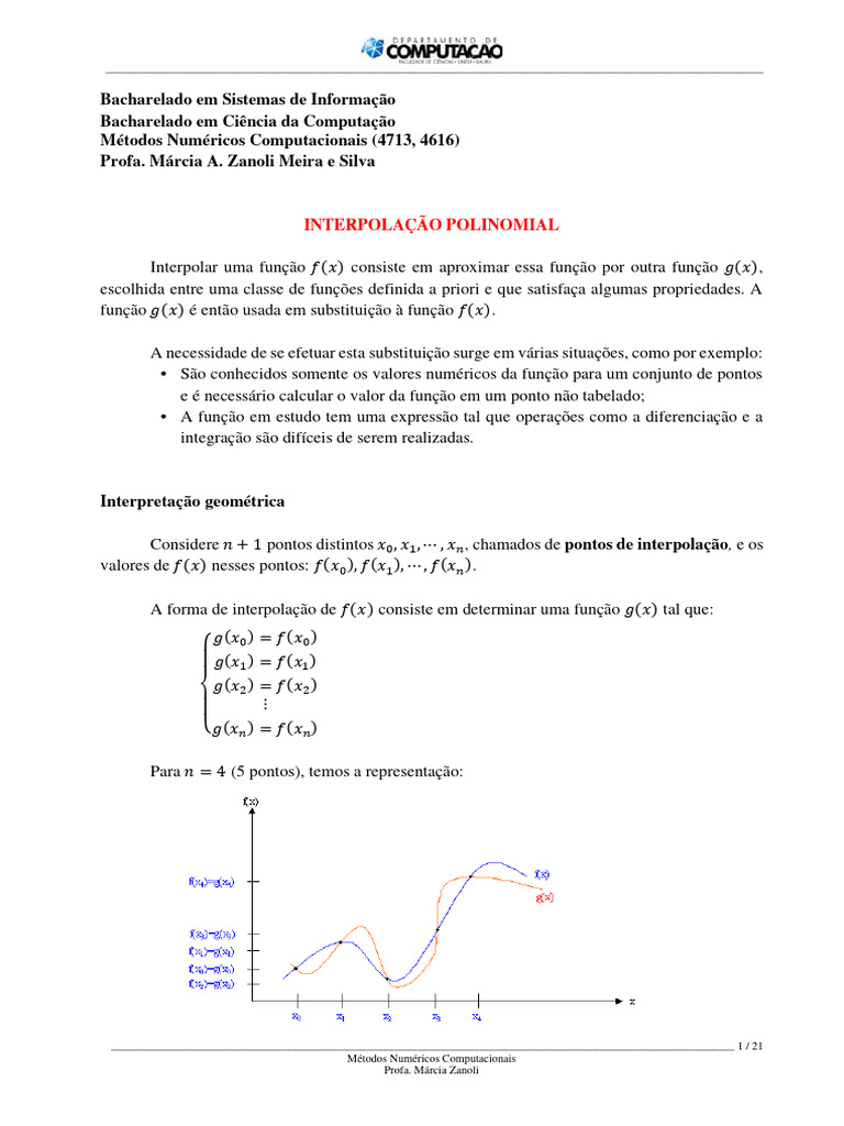 MNC 6 - Interpolação Polinomial - 2023 | PDF | Análise numérica ...
