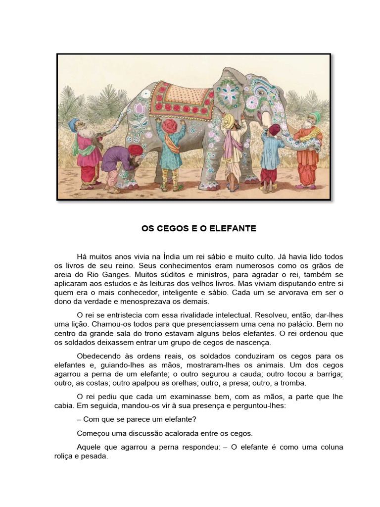 OS CEGOS E O ELEFANTE | PDF | Elefante