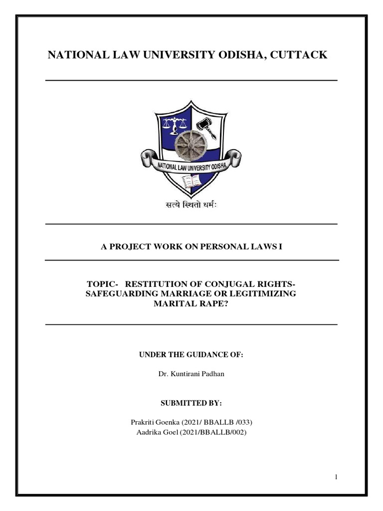 Law Students Explore Conjugal Rights | PDF | Marriage | Husband