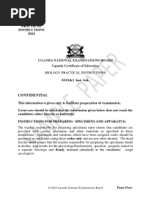 Biology Confidential Instructions