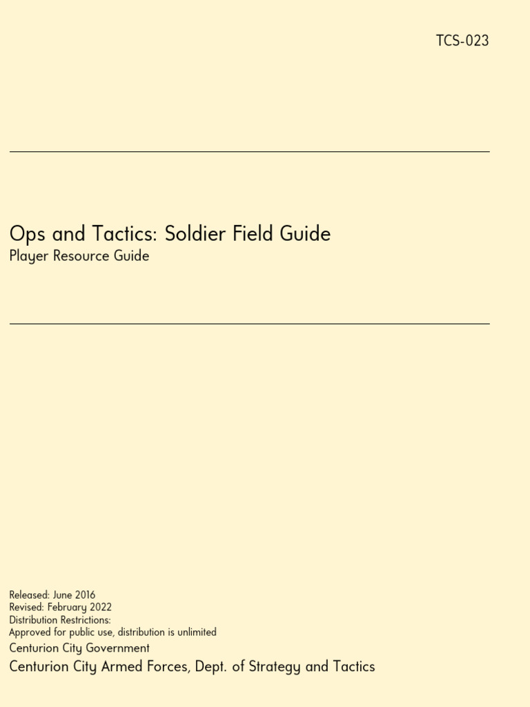 Ops and Tactics Player Resource Guide 6th Edition | PDF | Shotgun ...