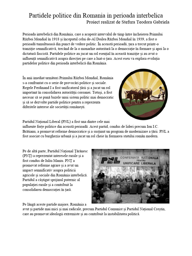 Partidele Politice Din Romania in Perioada Interbelica | PDF