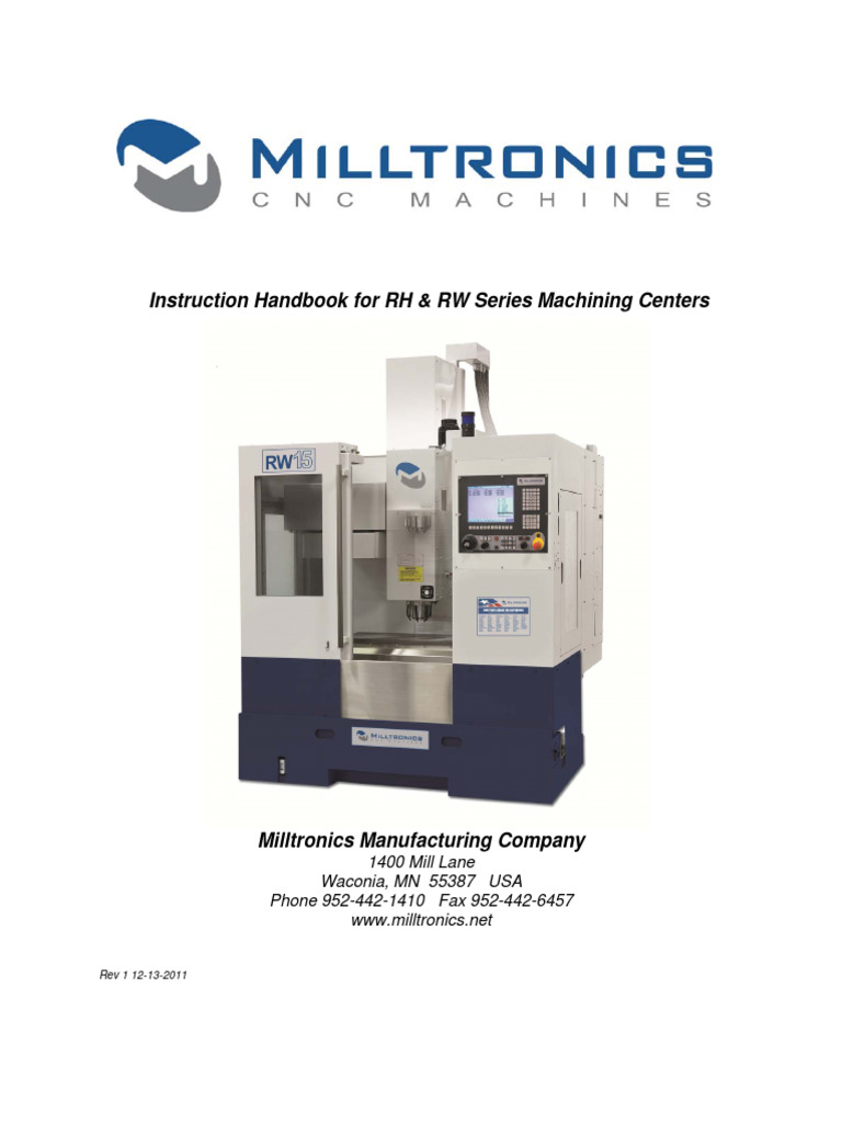 RH & RW Series Machining Centers Manual | PDF | Transformer | Switch