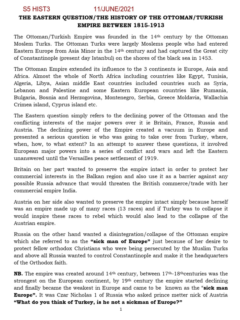 S5 HIST3 EASTERN QUESTION HISTORY OF OTTOMAN PDF