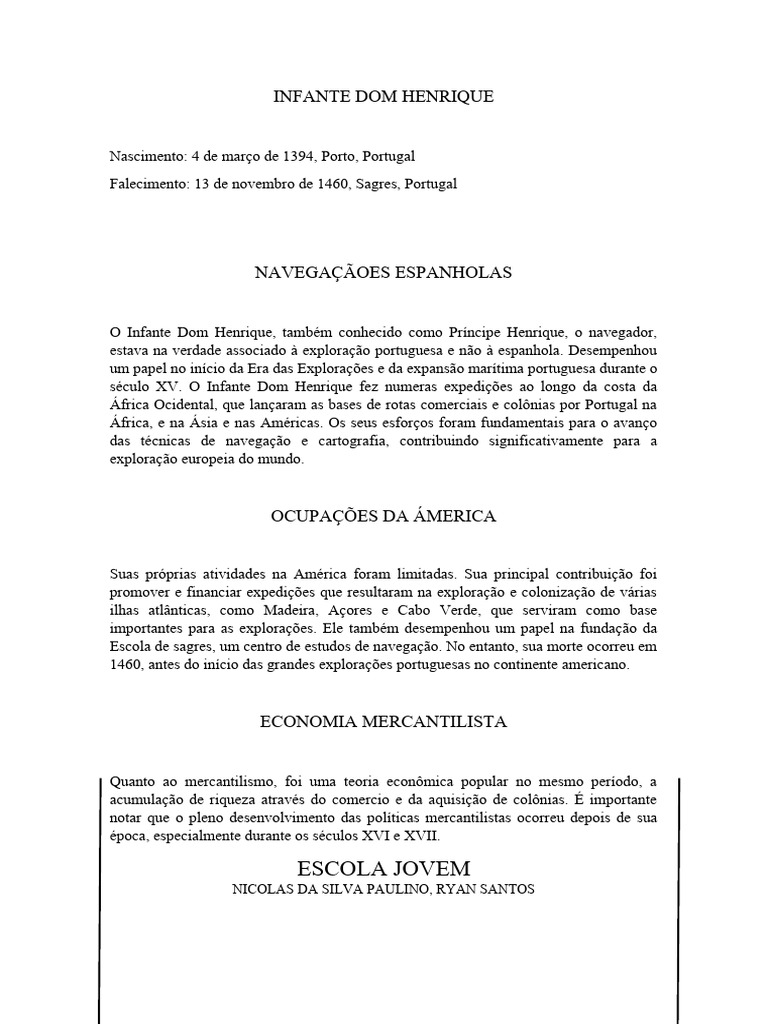 Contribuições do Infante Dom Henrique | PDF