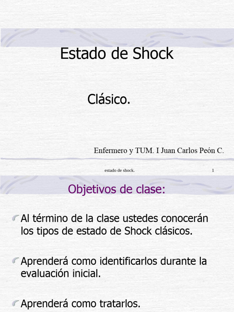 Tipos y Tratamiento del Estado de Shock | PDF | Choque (circulatorio ...