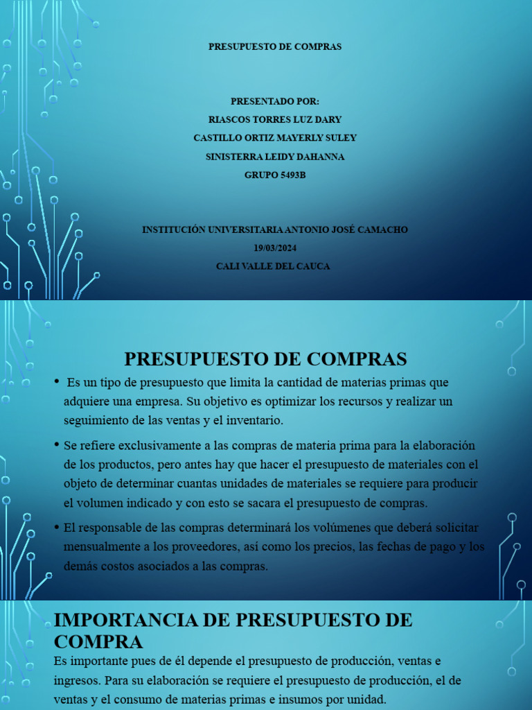 Diapositivas de Presupuesto de Compras (1 | Descargar gratis PDF ...