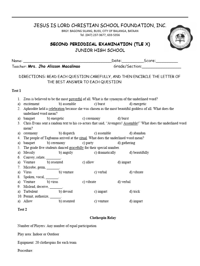 Grade 5 Periodical Test Download Free PDF Shoe