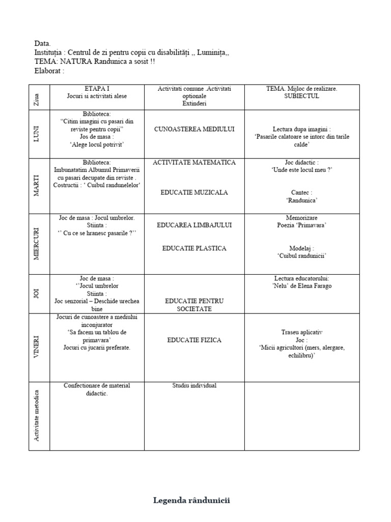 Plan Legenda Rindunicii | PDF