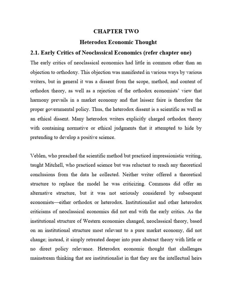 Heterodox Economic Thought Overview | PDF | Cost Of Living | Heterodox ...