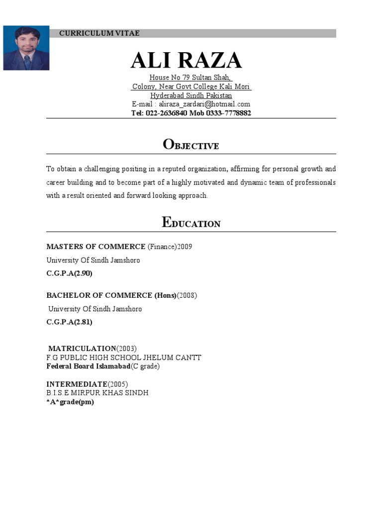 Ali Raza CV | PDF