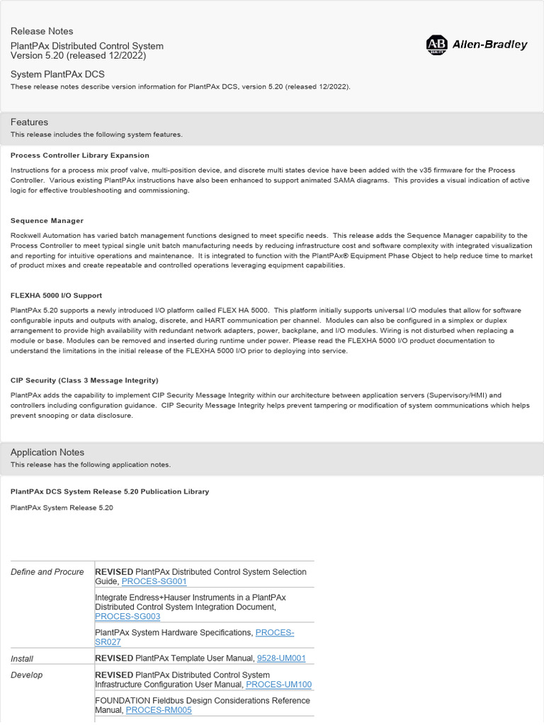 PlantPAx DCS - 5.20 (Released 12 - 2022) | PDF | Programmable Logic ...