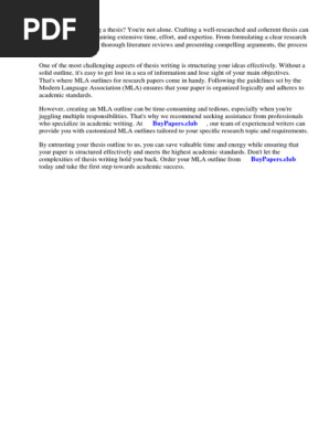 Mla Outline for Research Paper