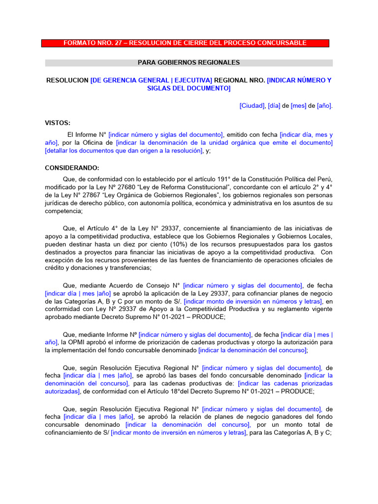 Formato Nro27 - Resolución de Cierre Del Proceso Concursable V 1.0 ...