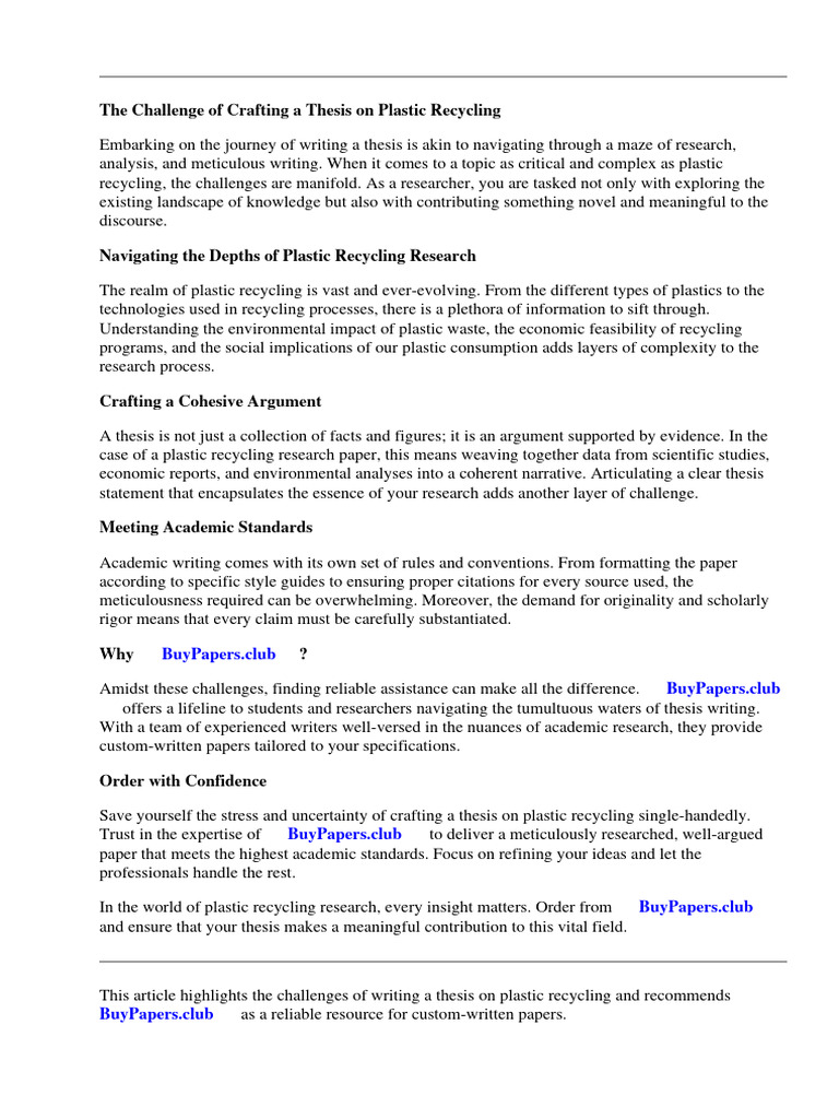 Plastic Recycling Research Paper Download Free PDF Plastic Recycling