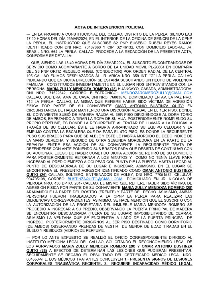 Intervención Policial por Violencia Familiar | PDF | Justicia | Crimen ...