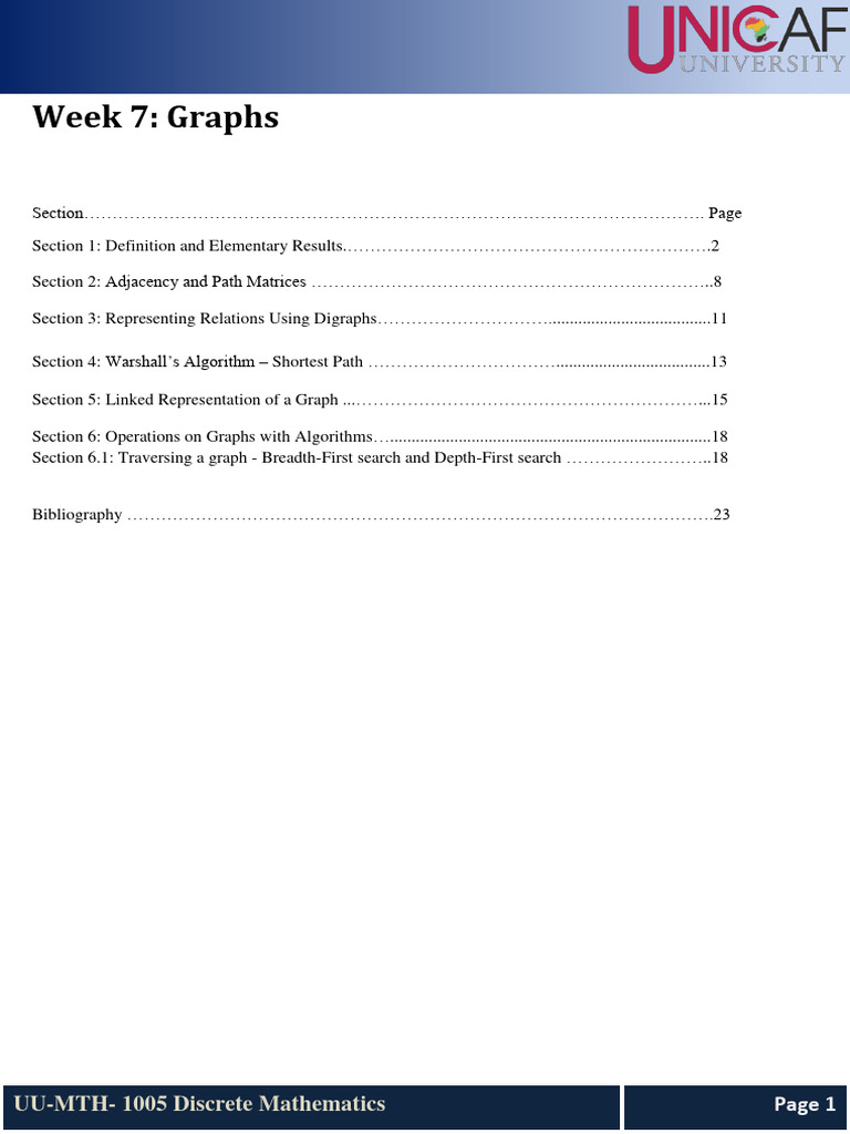 Week 7 - (Part A) Graphs | PDF