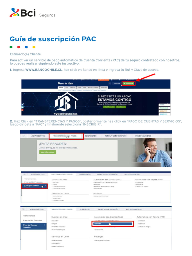 Guía para Inscripción PAC Banco de Chile | PDF | Finanzas y dinero ...