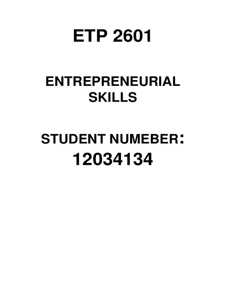 Etp 2601 assignment 4 pdf expert entrepreneurship