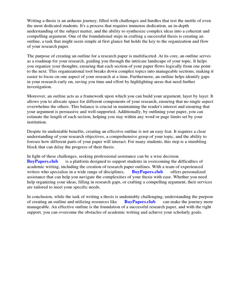 What Is The Purpose of Creating An Outline For A Research Paper Brainly