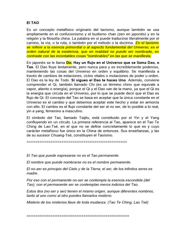 El TAO PDF Tao Filosofía china