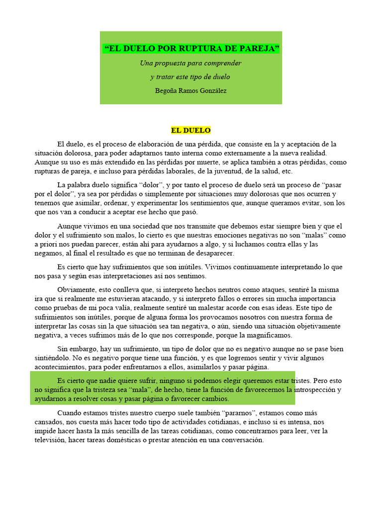 El Duelo Por Ruptura De Pareja Pdf