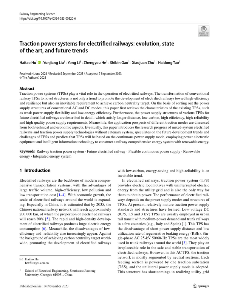 Traction Power Systems in Electrified Railways | PDF | Alternating ...