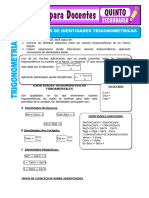 Ejercicios de Identidades Trigonometricas para Quinto de Secundaria